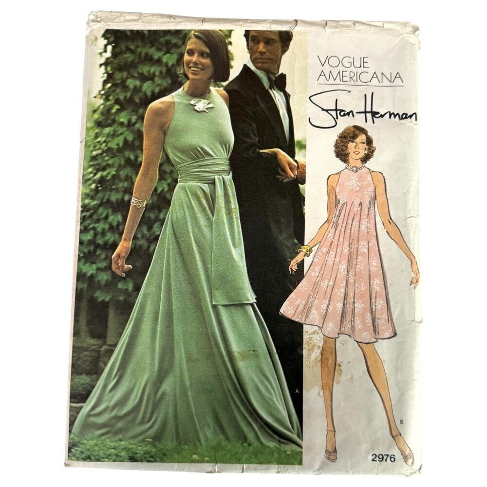 70s Vogue 2976‎ Sewing Pattern Size12 Stan Herman pull Over Tent Dress Uncut VTG